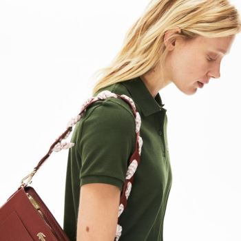 Lacoste Braided Leather Shoulder Strap Dámské - Doplňky Tmavě Červené / Růžové | CZ-bR7gSP